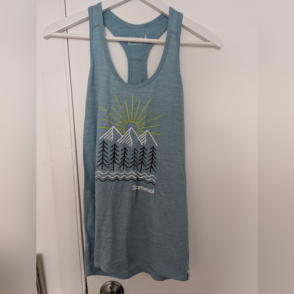 Smartwool Blue Graphic Tank Top (Size M)